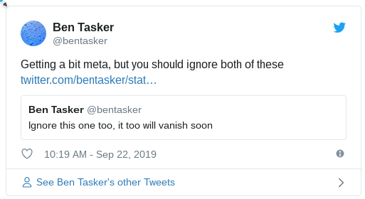 Getting a bit meta but you should ignore both of these