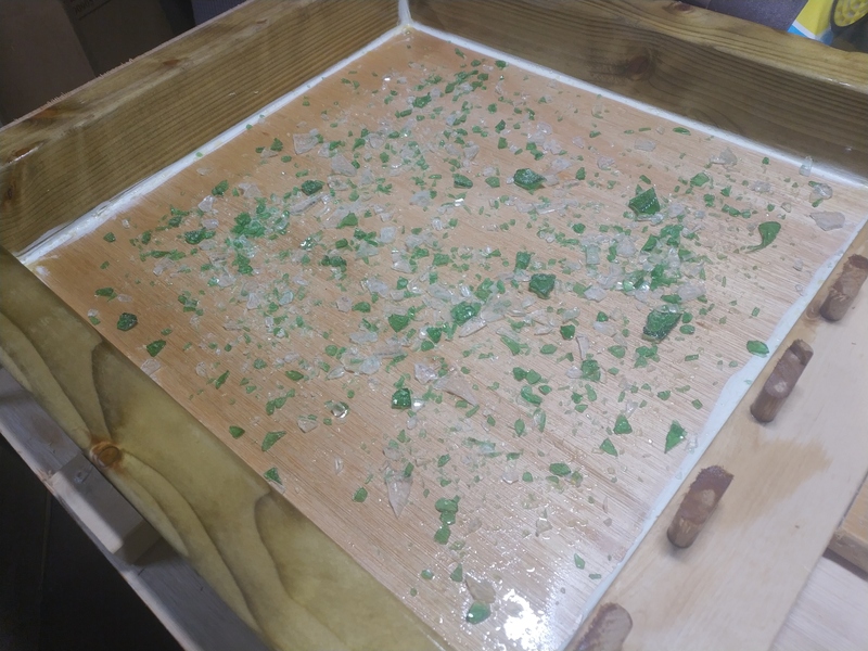 Scattered broken glass on oil (that sounds like art...)